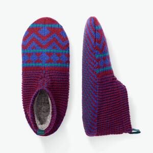 Fair Isle Double Cushion Gripper Slipper Womens M 9-11.5